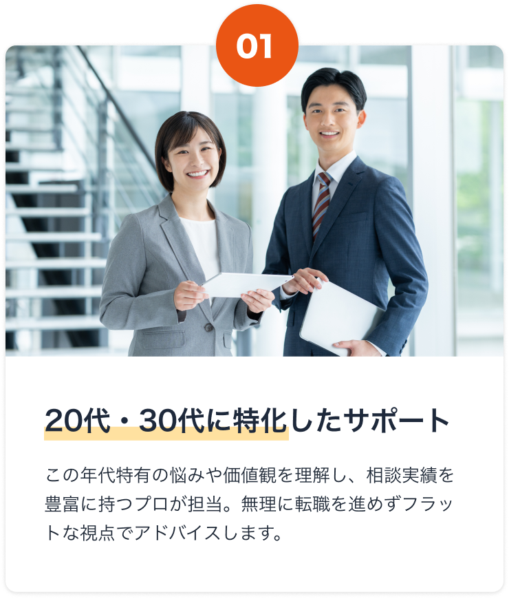 20代・30代に特化したサポート